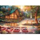 Rozświetlona chata nad jeziorem , 1000el.(Puzzle+plakat) - Sklep Art Puzzle